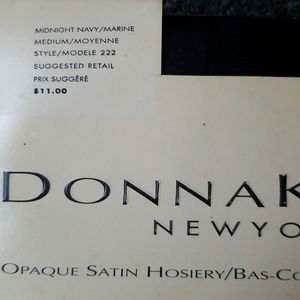 Donna Karan Opaque Satin Hosiery, Sheer to Waist, Size Medium, Color: NAVY